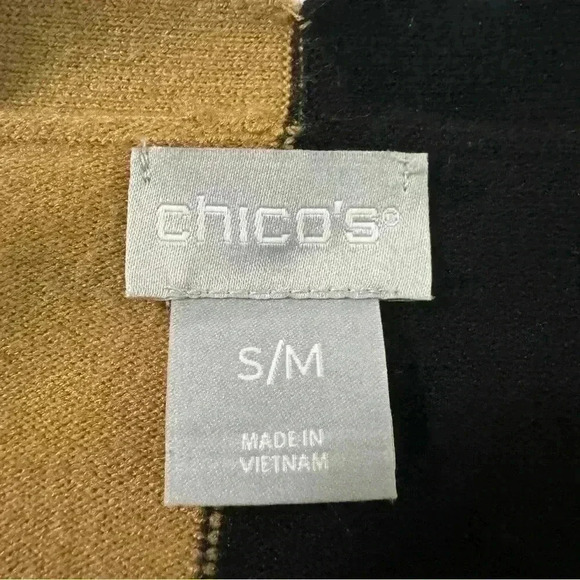 Chico’s S/M Black & Gold Color Block Long Sleeve Cardigan Sweater - Picture 9 of 11
